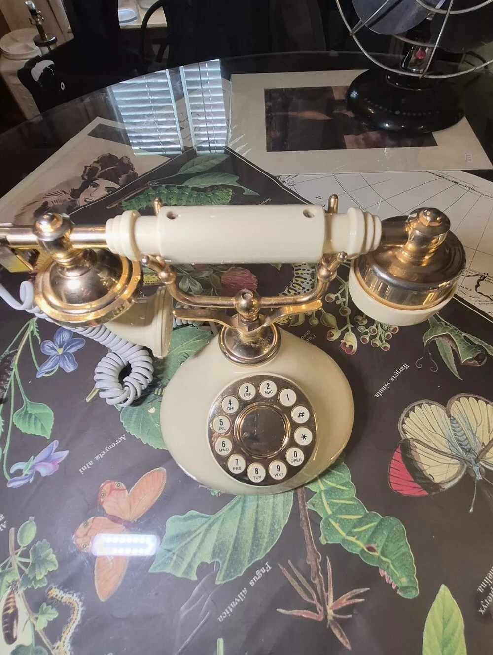 Vintage Cream and Gold Rotary Phone by TELECONCEPTS